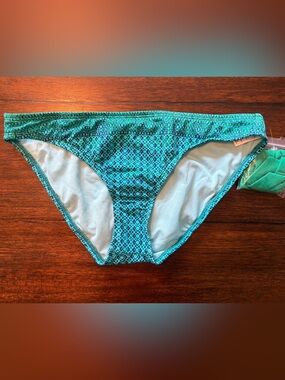 Athleta Teal Blue Patterned Bikini Bottoms